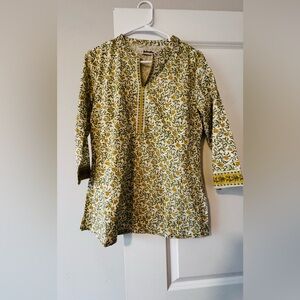 Fabindia Olive and Mustard Floral Men's Shirt